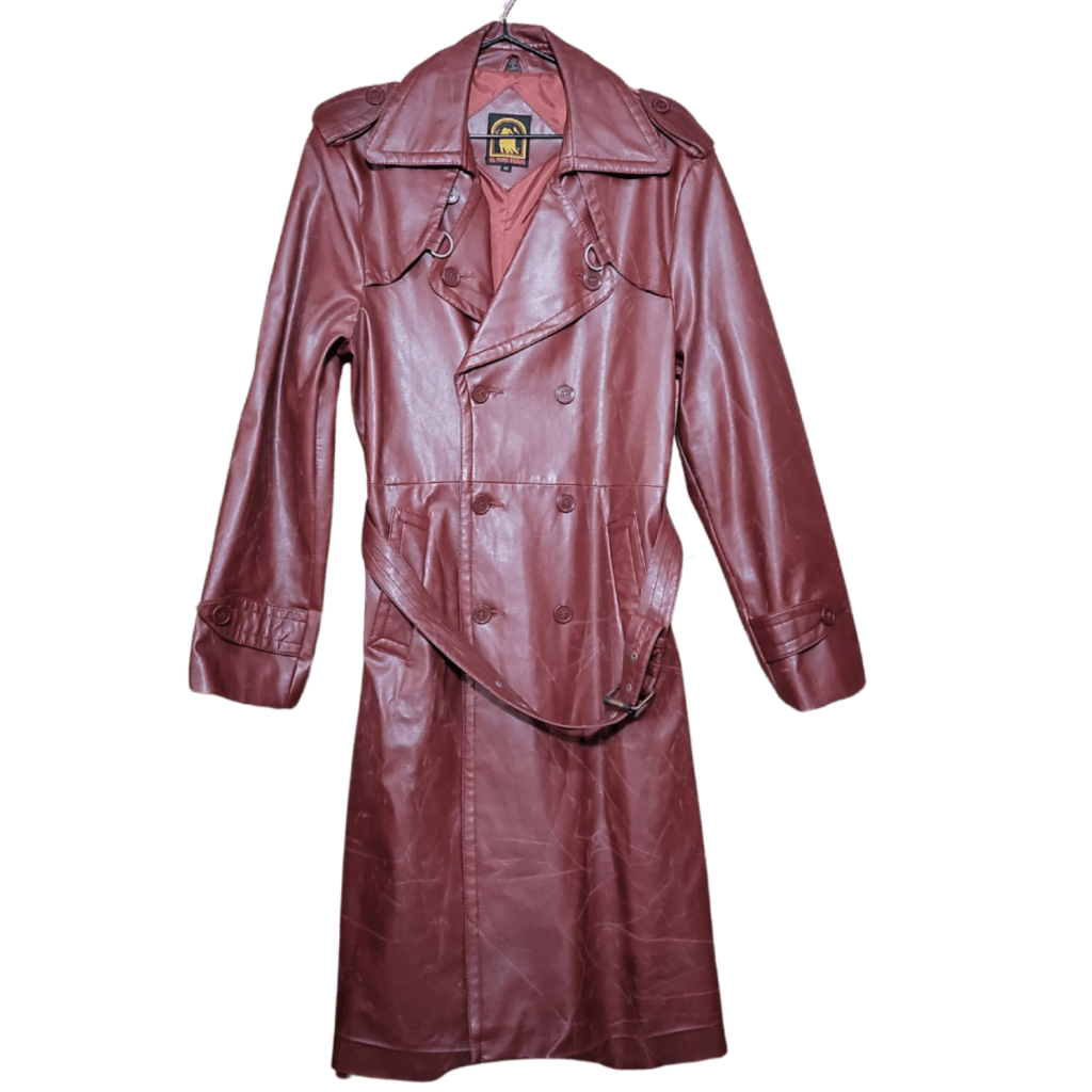 Burgundy leather 2025 trench coat