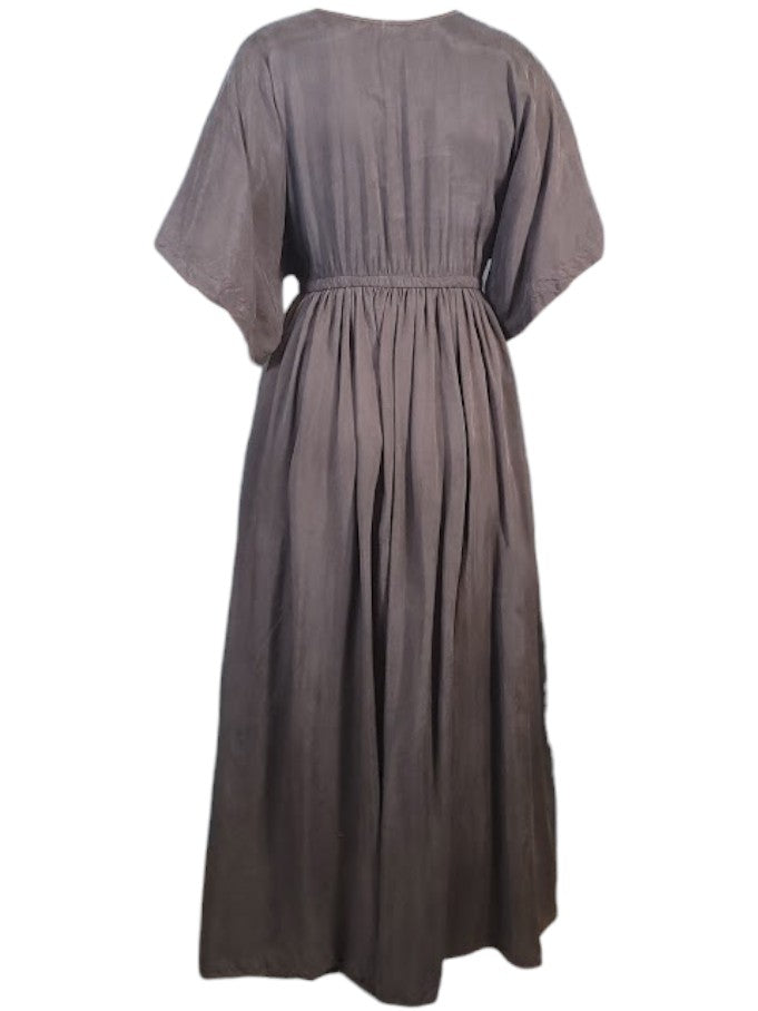 The Sarita Dress Maxi - Kimono-Inspired Sleeve, Silky Cupro Twill