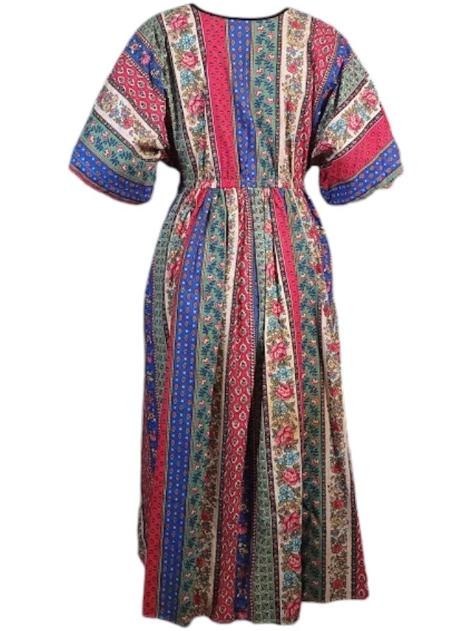 The Sarita Dress Midi - Multi Pattern, Vintage Cotton Blend