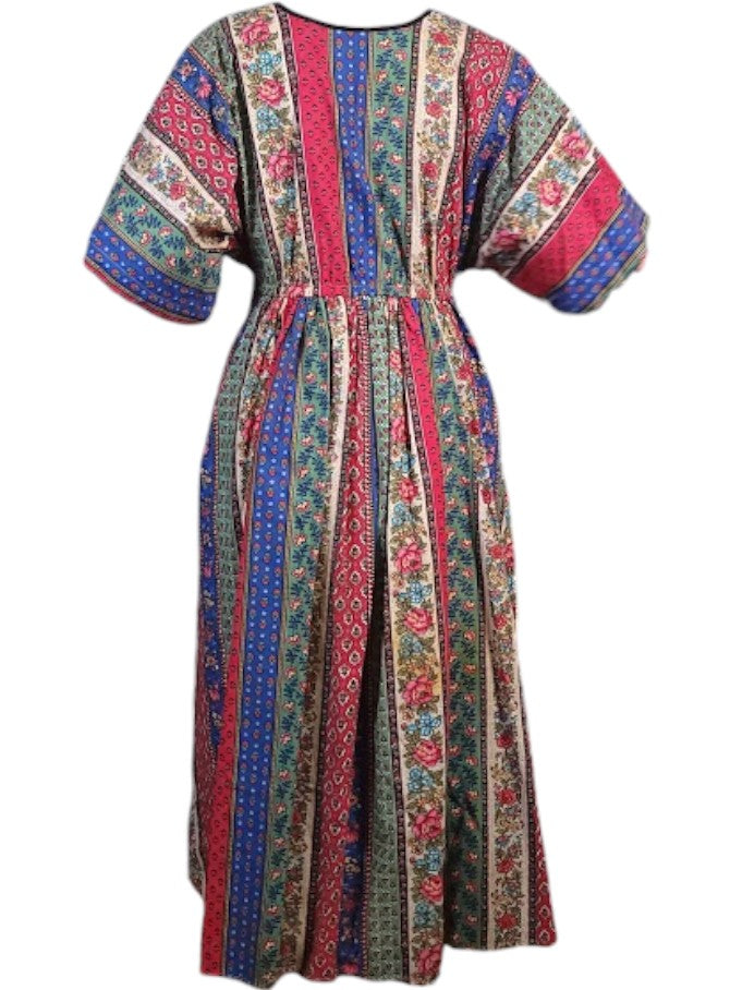 The Sarita Dress Midi - Multi Pattern, Vintage Cotton Blend