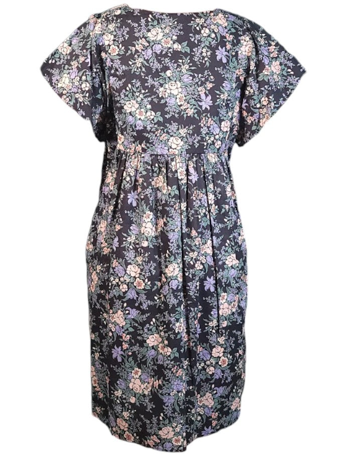 The Ren Dress Midi - Navy Floral, Cotton Lawn