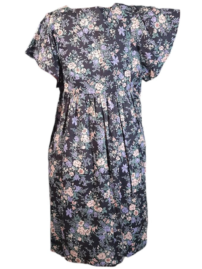 The Ren Dress Midi - Navy Floral, Cotton Lawn