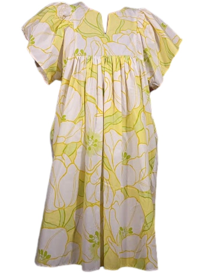 The Ren Dress Midi - Yellow Lime Floral, Vintage YSL Cotton Percale