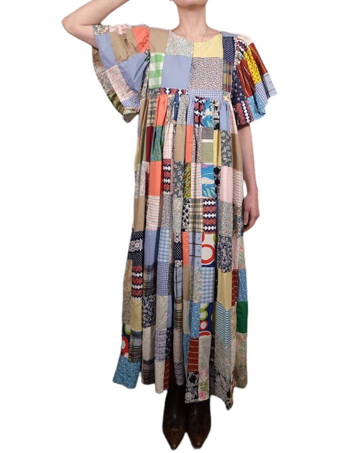 The Ren Dress Maxi - Vintage Quilt Top, Cotton Blend