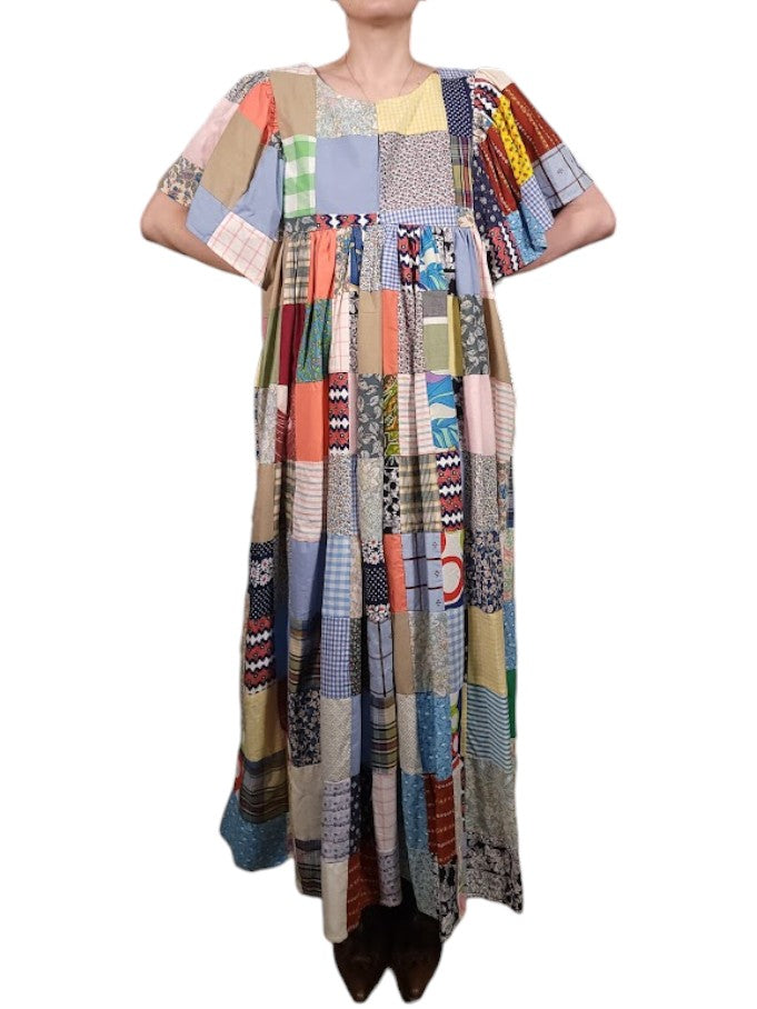 The Ren Dress Maxi - Vintage Quilt Top, Cotton Blend