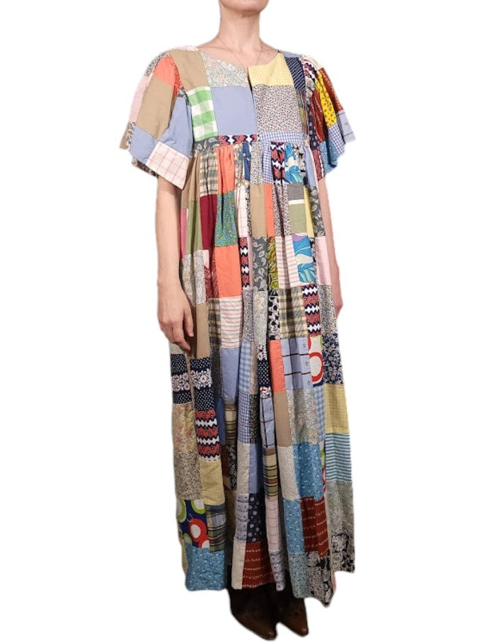 The Ren Dress Maxi - Vintage Quilt Top, Cotton Blend