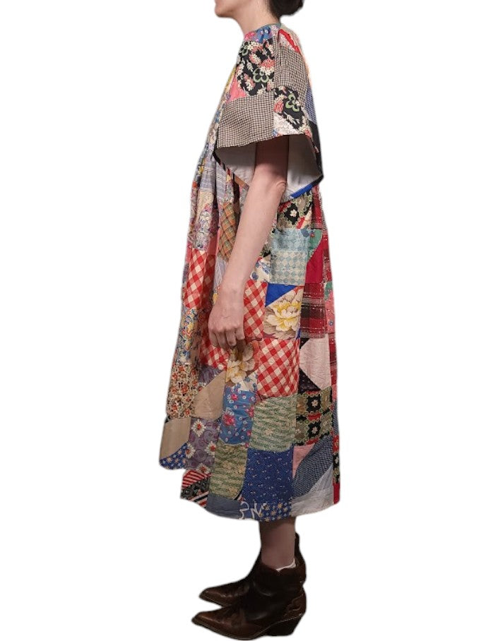 The Ren Dress Midi - Vintage Quilt Top, Cotton Blend