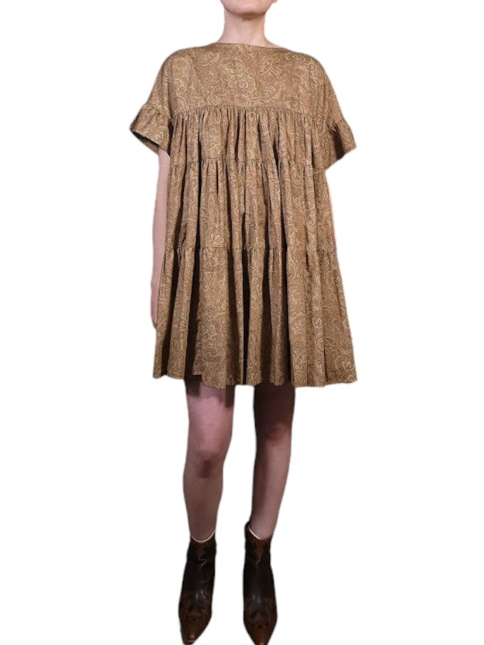 The Palomino Dress Mini - Oversize, Bronze Paisley Cotton Lawn