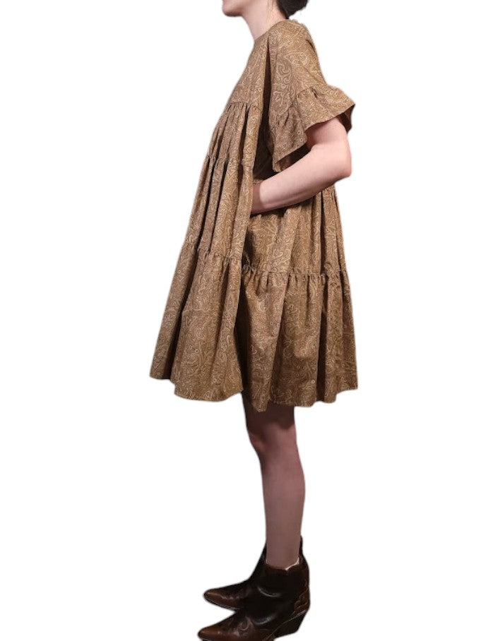 The Palomino Dress Mini - Oversize, Bronze Paisley Cotton Lawn