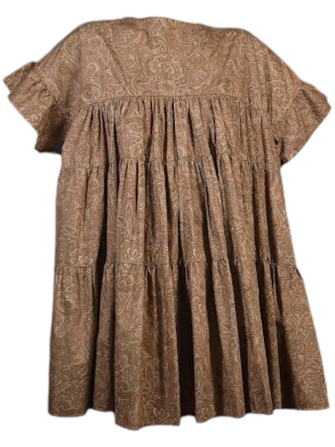 The Palomino Dress Mini - Oversize, Bronze Paisley Cotton Lawn