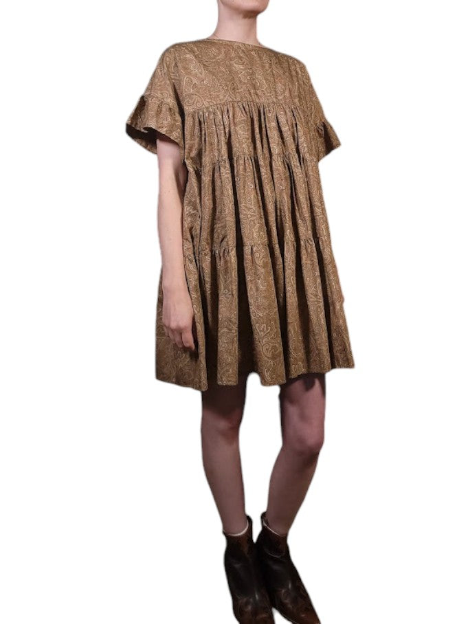 The Palomino Dress Mini - Oversize, Bronze Paisley Cotton Lawn