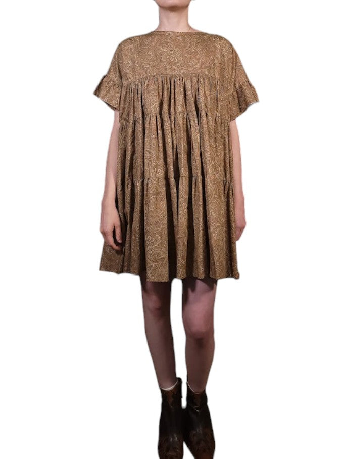 The Palomino Dress Mini - Oversize, Bronze Paisley Cotton Lawn