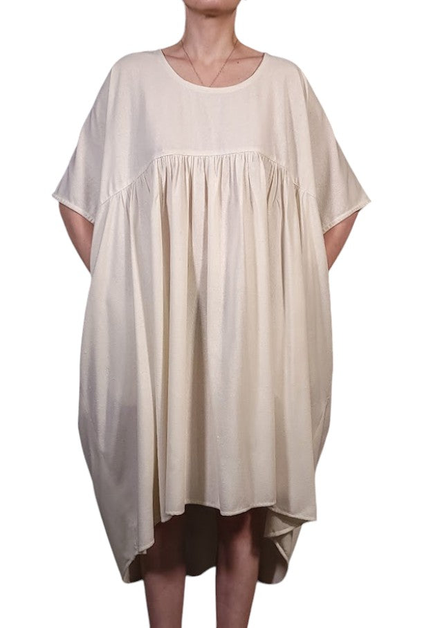 The Drape Dress Midi - Oversize, Raw Silk