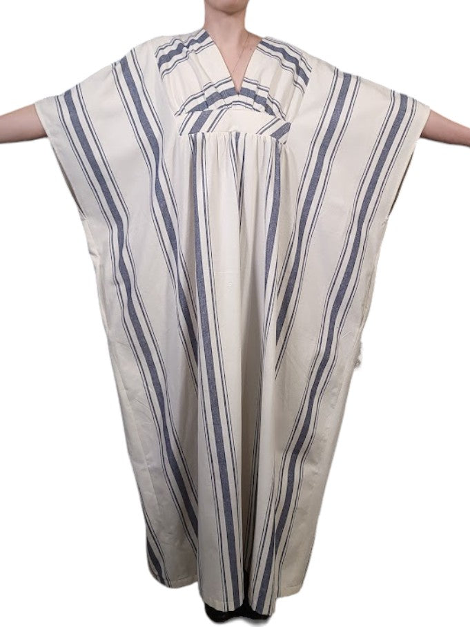 The Tuleta Kaftan Maxi - Blue Stripe, Linen