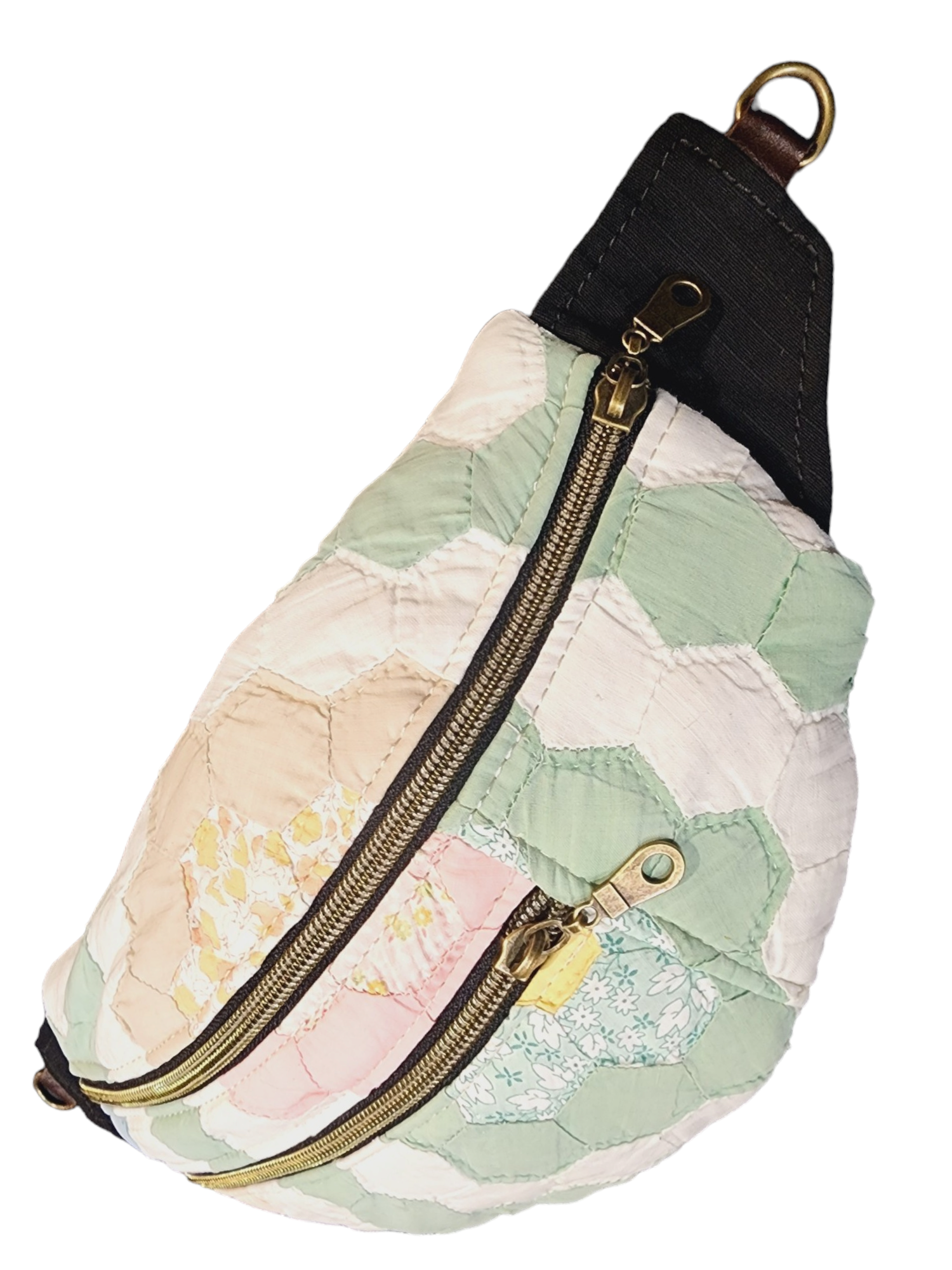 The Everyday Sling Crossbody Fannie -Vintage Quilt Hex Floral 2