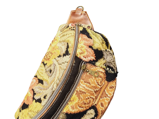 The Everyday Sling Crossbody Fannie - Dark Floral Woven Tapestry