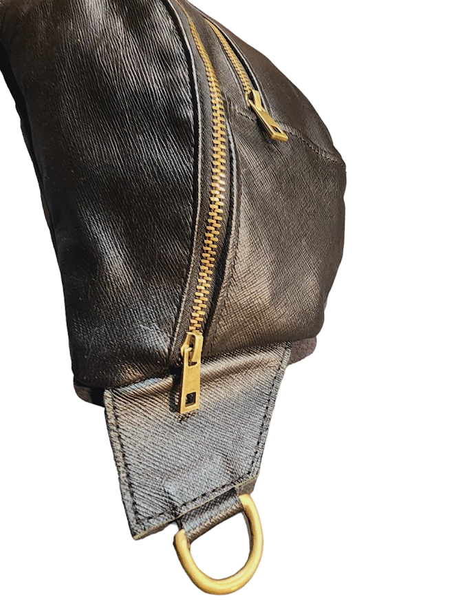 The Everyday Sling Crossbody Fannie - Cross Hatch Leather Black017