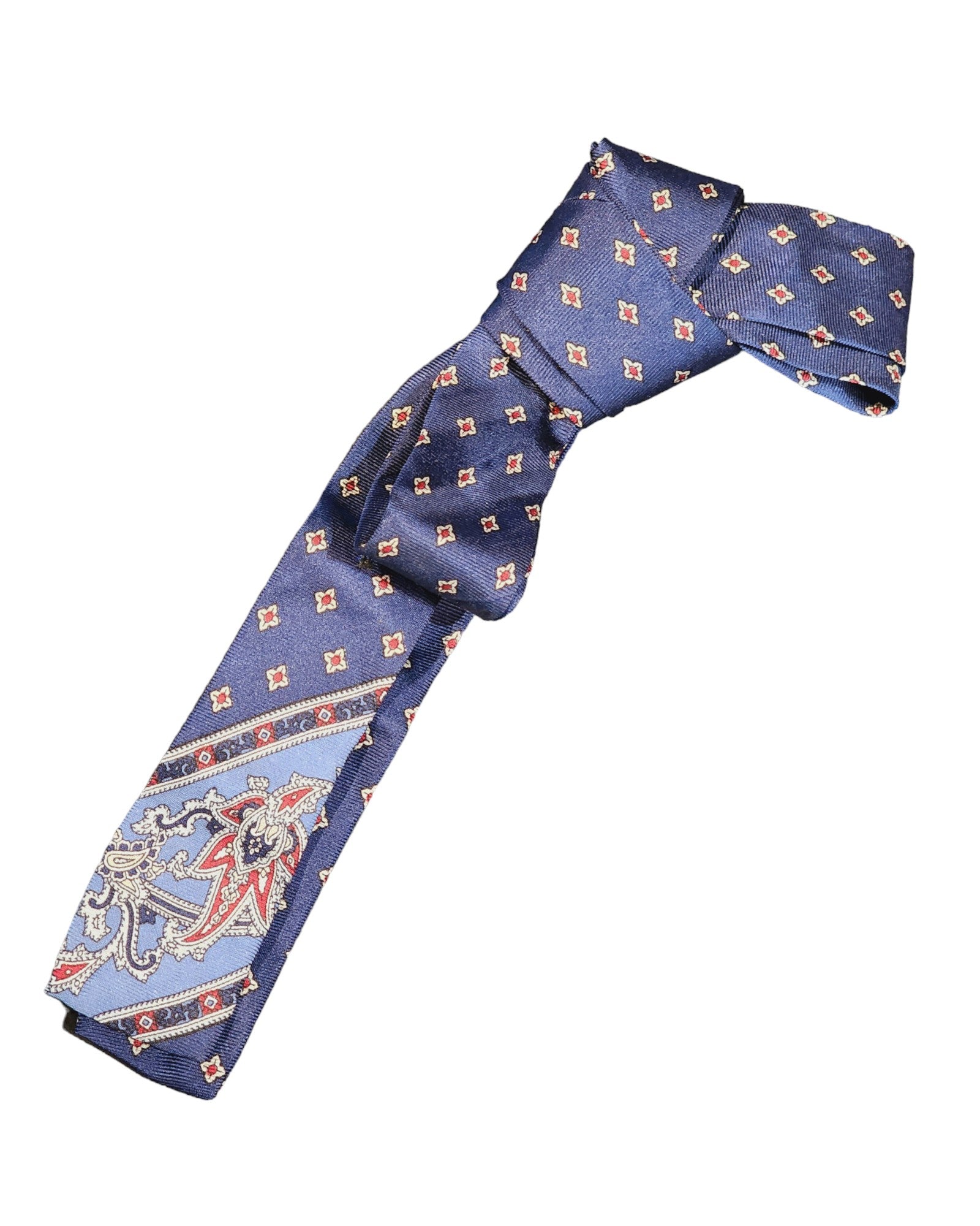 Western Style Skinny Neck Tie - Western Bowtie - Created from Vintage Silk Ties 021