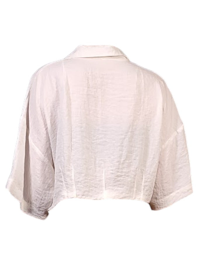 The Tira Top - Cropped Twist, White Tencel Blend