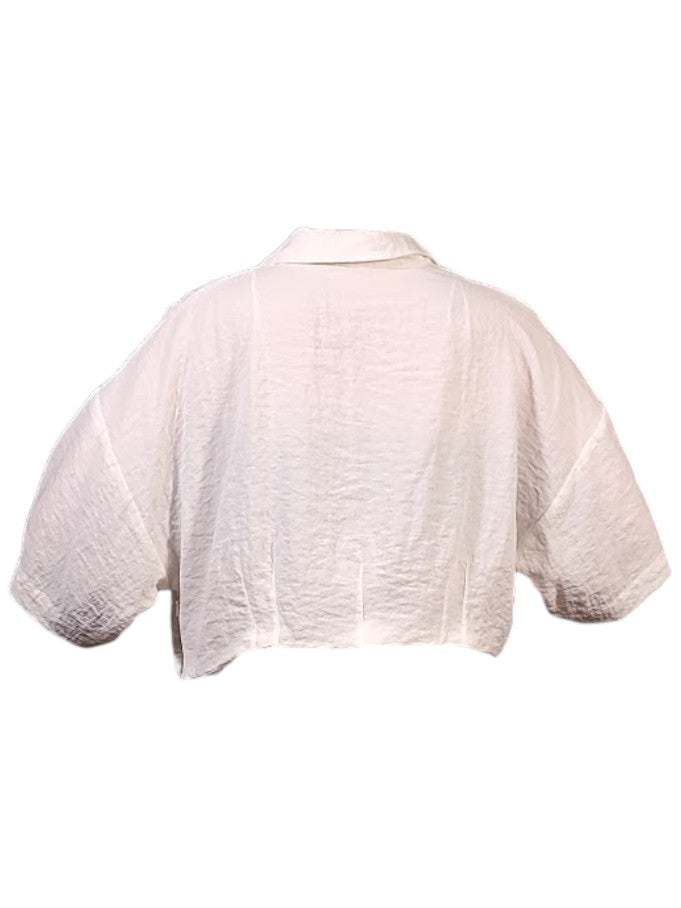 The Tira Top - Cropped Twist, White Tencel Blend