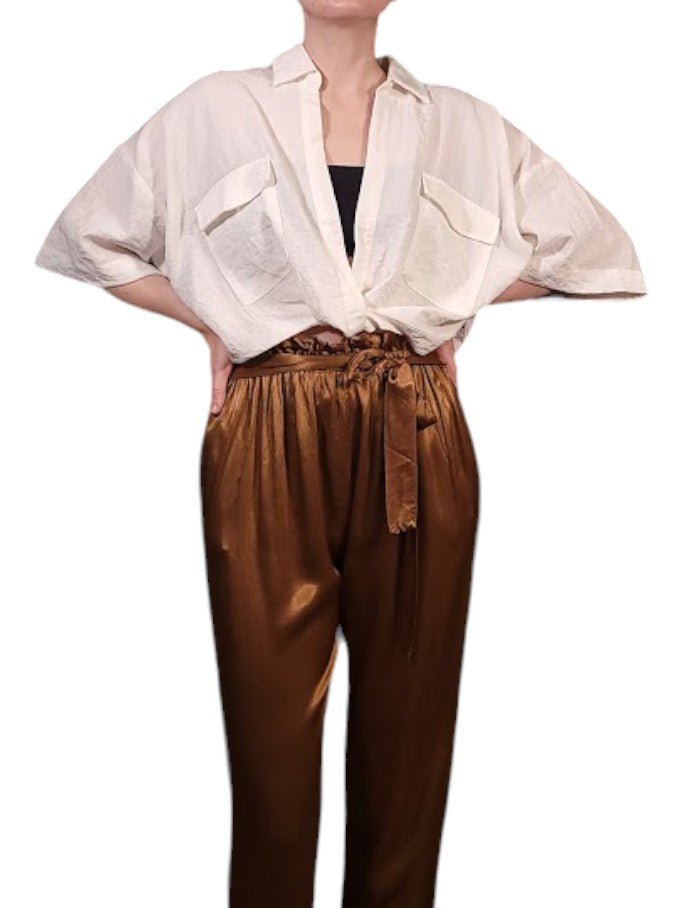 The Tira Top - Cropped Twist, White Tencel Blend