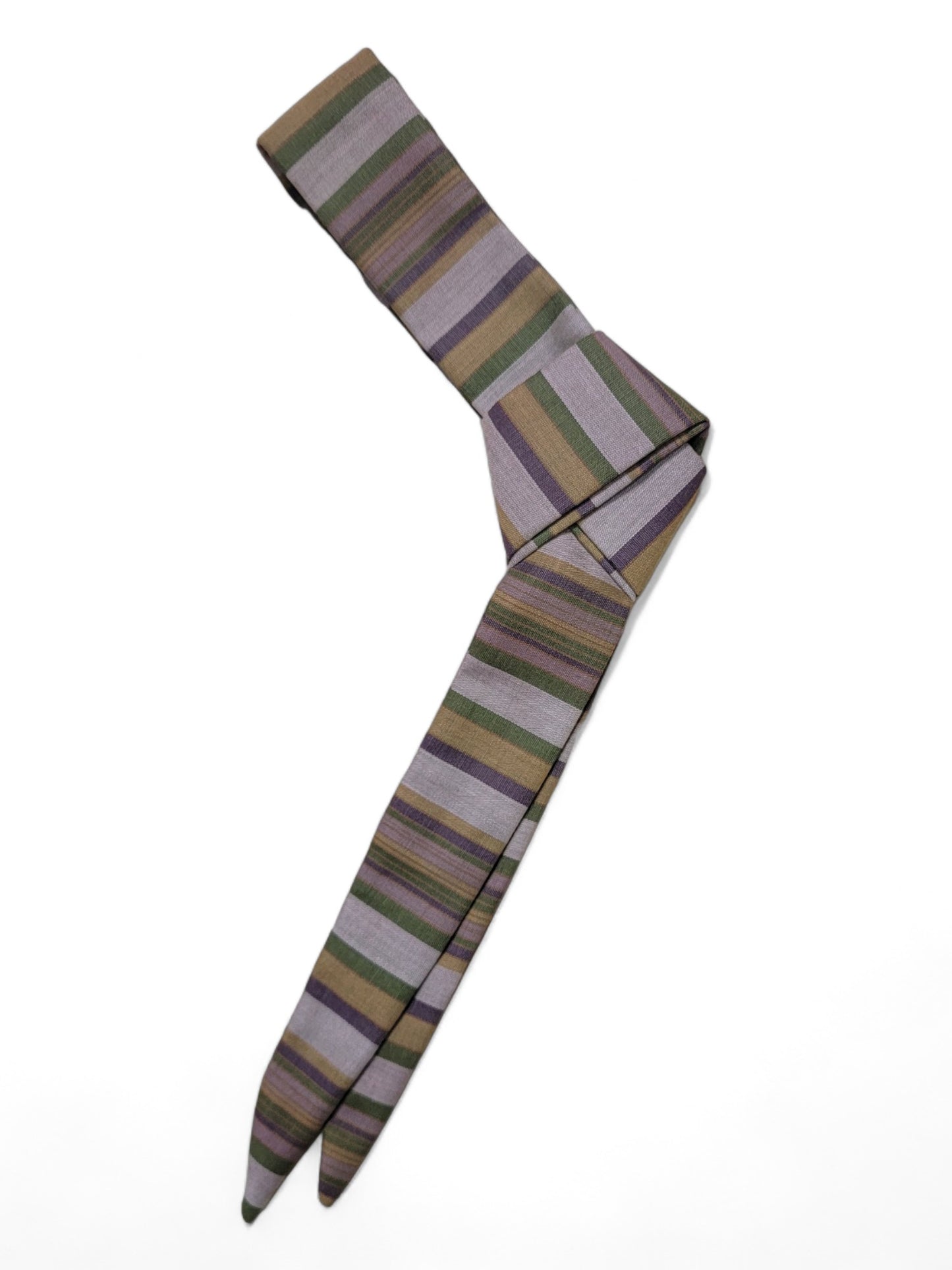 Skinny Bandana Necktie Scarf - Multi Stripe, Cotton