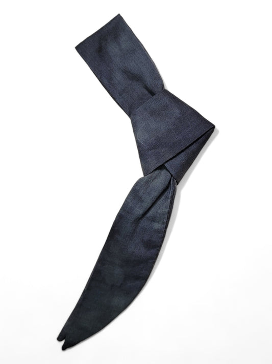 Skinny Bandana Necktie Scarf - Dark Blue Watercolor, Cotton