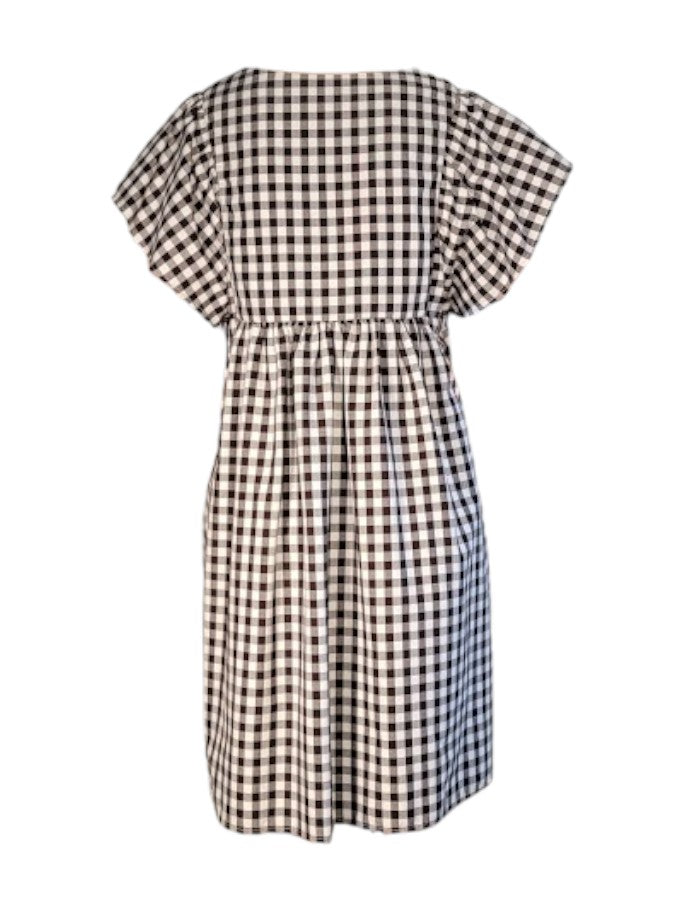 The Ren Dress Midi - Brown Gingham, Cotton