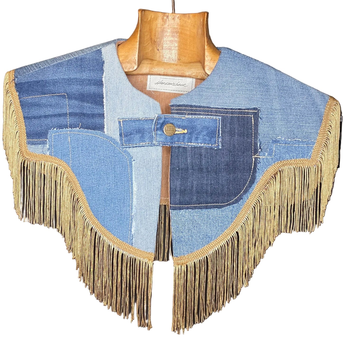 Western for the Weekend — Fringe Capelet (Vintage Patchwork Denim + Champagne Fringe)
