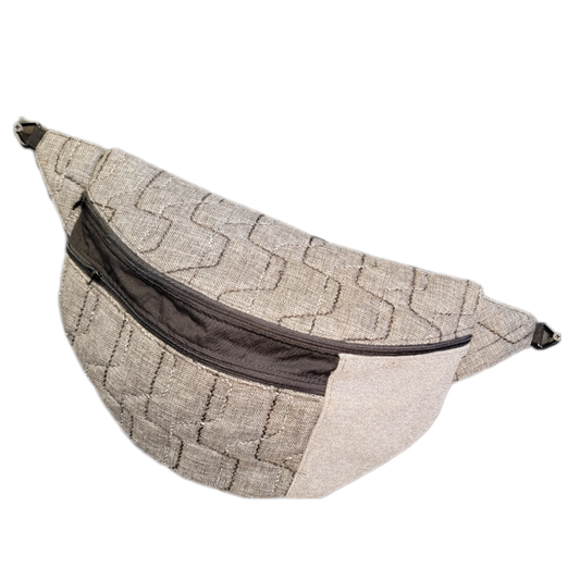 Designer Quilt Fanny Pack - Sling Crossbody Bag - Gray Quilted & Stitched 038