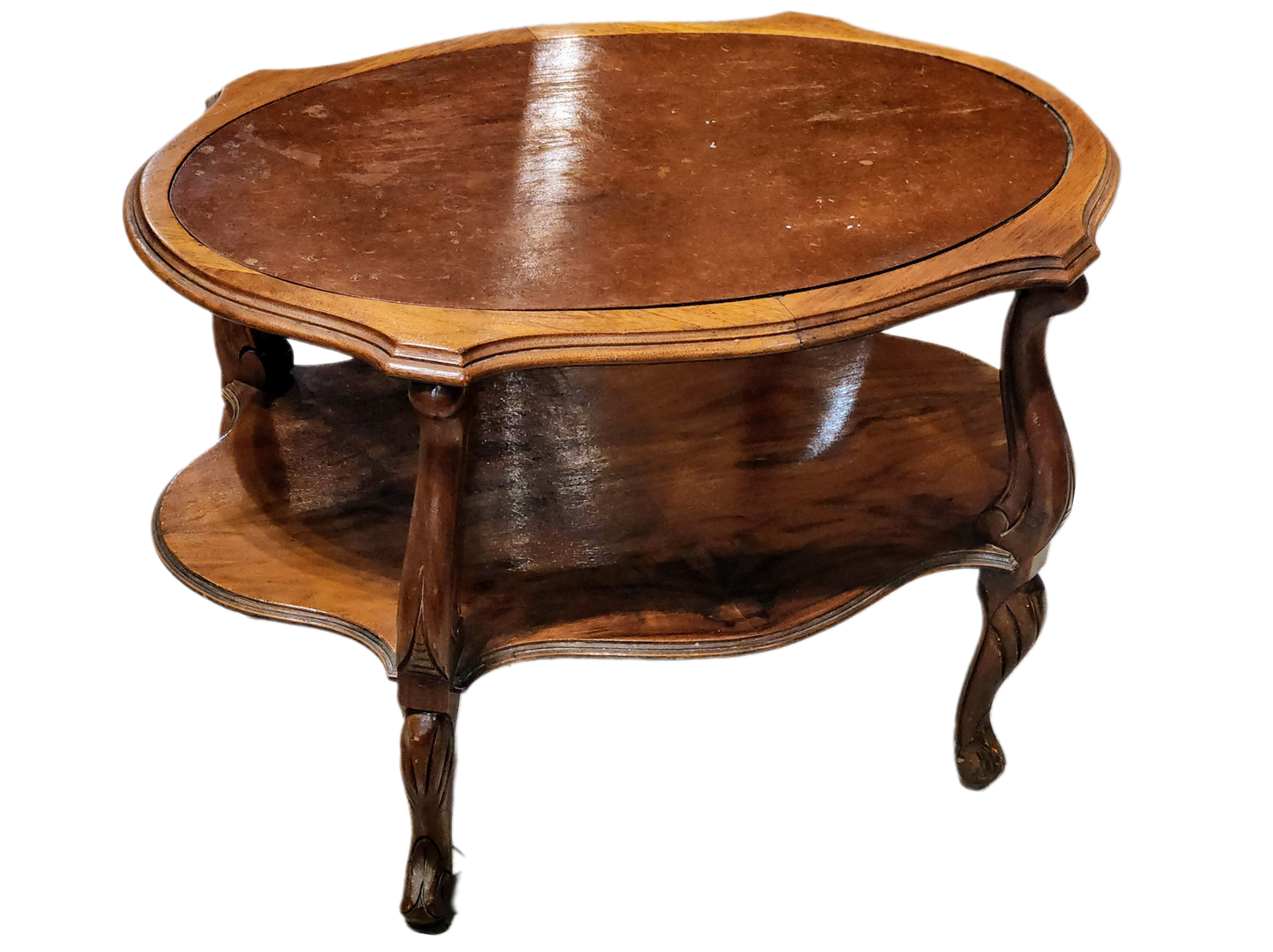 Vintage Oval Two Tiered Accent Wood Table