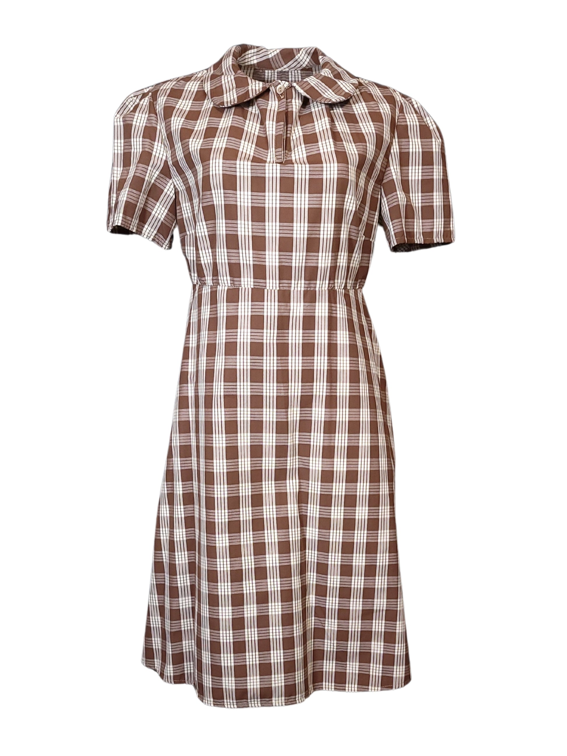 The Clyde Dress Midi - Chocolate Gingham, Cotton Blend