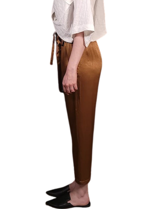 The Loraine Pant - Relaxed Paper Bag Tie Waist, Silk Charmeuse