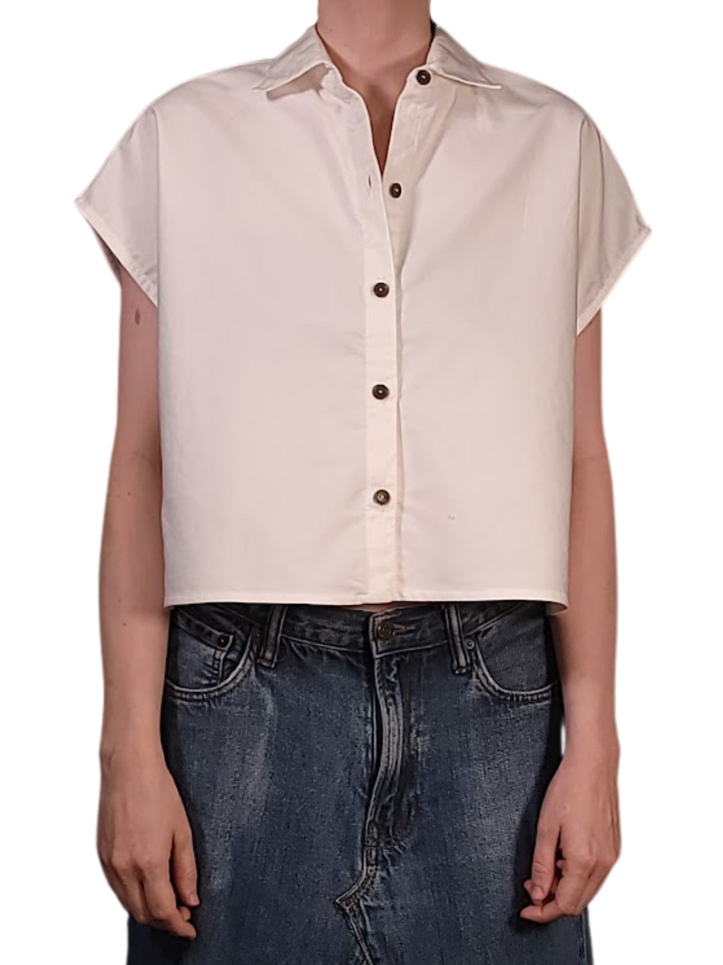 Oxford Top in White Cotton