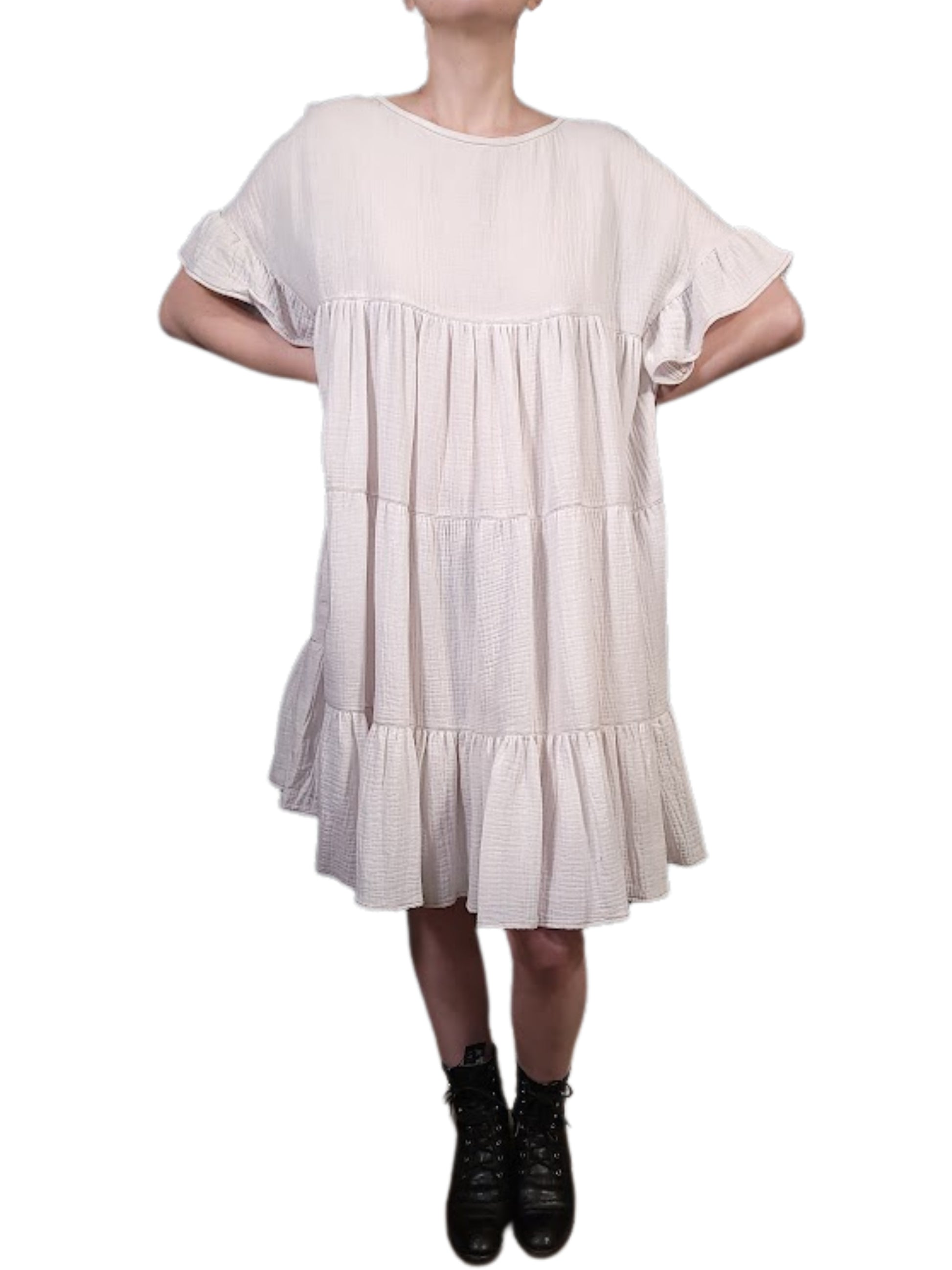 gauze knee length dress Popover Cotton Gauze Dress