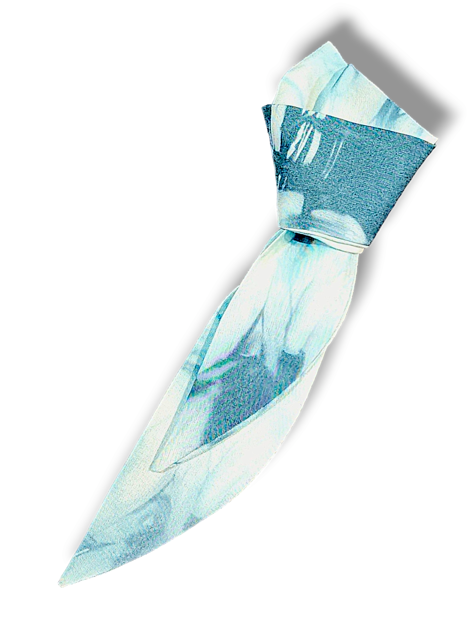 Skinny Bandana Necktie Scarf - Cotton Blue Tie-Dye, Long