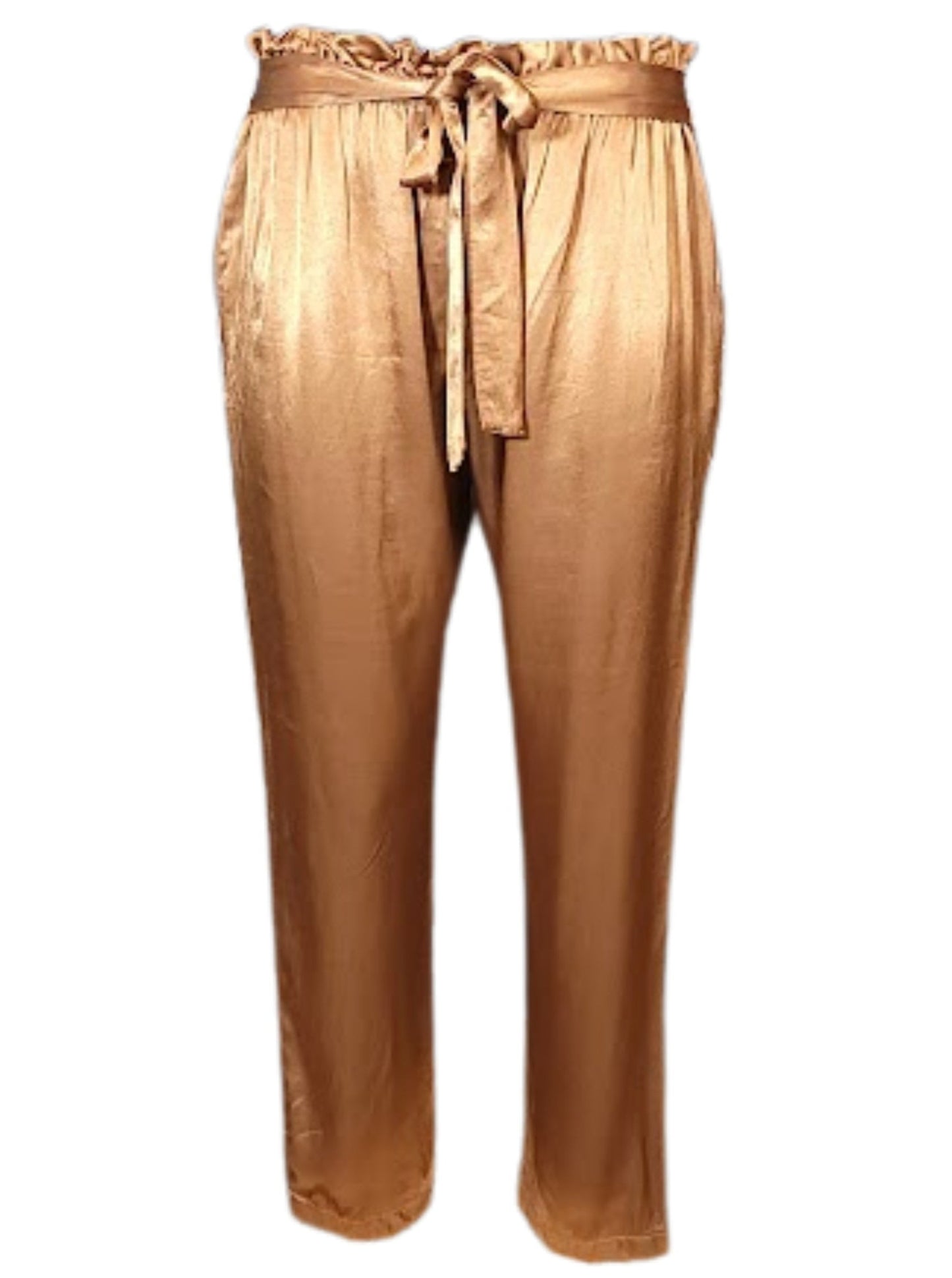 The Loraine Pant - Relaxed Paper Bag Tie Waist, Silk Charmeuse