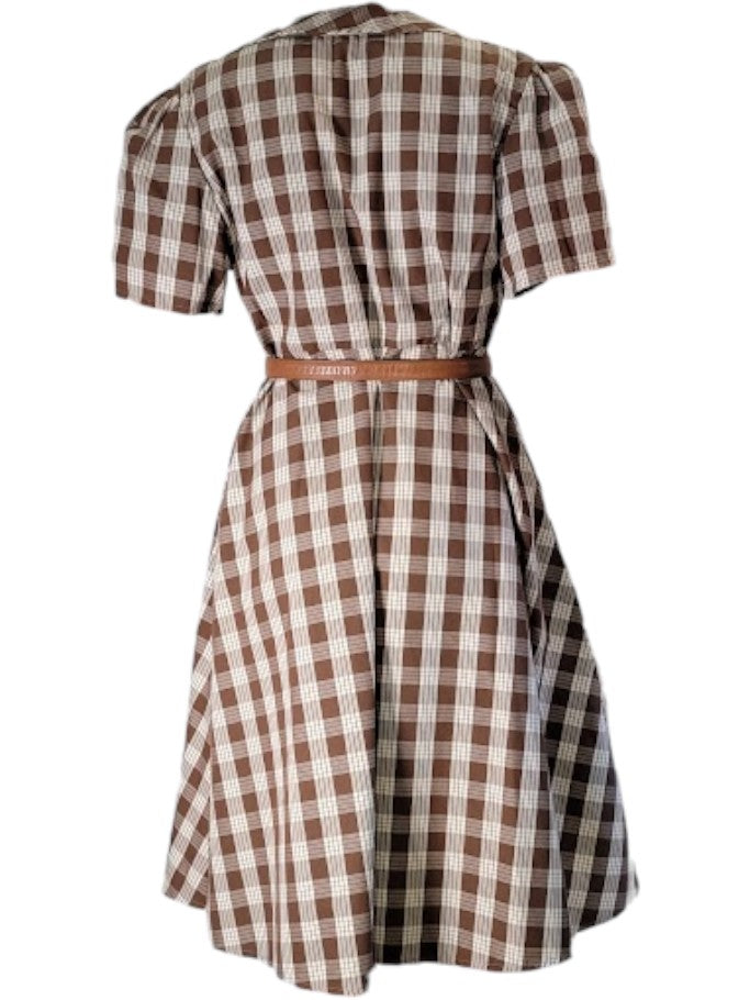 The Clyde Dress Midi - Chocolate Gingham, Cotton Blend