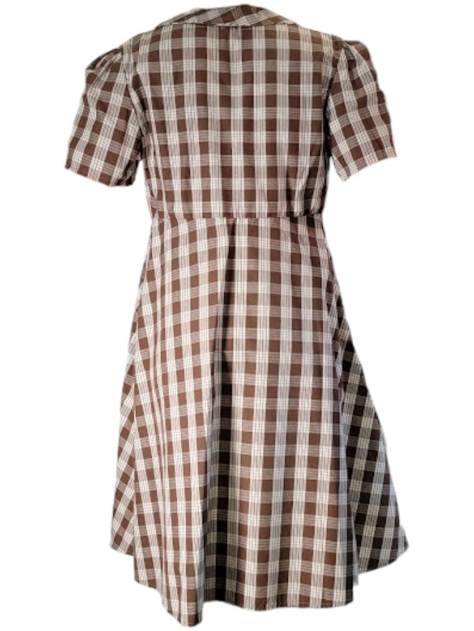 The Clyde Dress Midi - Chocolate Gingham, Cotton Blend