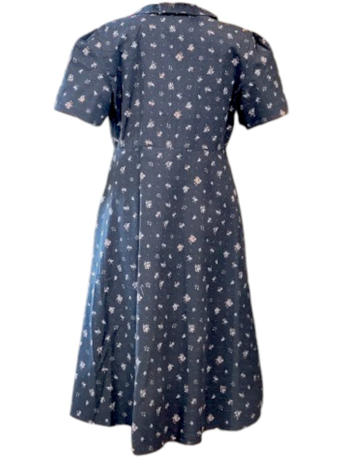 The Clyde Dress Midi - Blue Floral, Cotton Blend