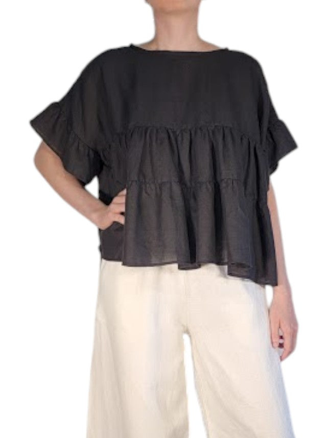 The Palomino Tiered Top - Loose Fit, Hemp Linen