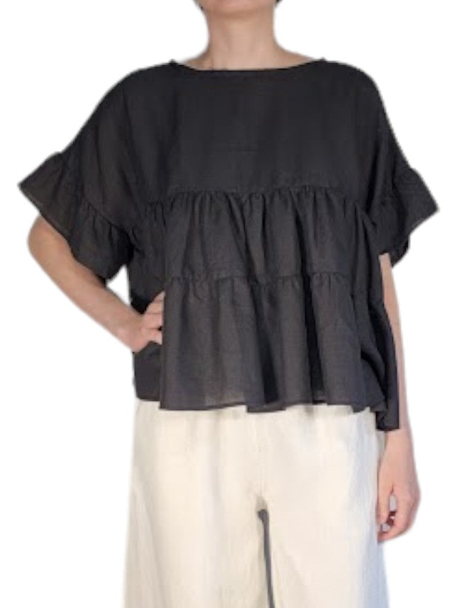 The Palomino Tiered Top - Loose Fit, Hemp Linen