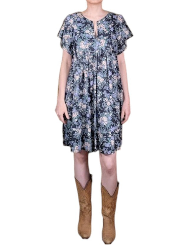 The Ren Dress Midi - Navy Floral, Cotton Lawn