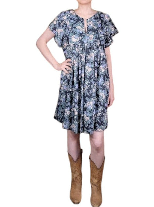 The Ren Dress Midi - Navy Floral, Cotton Lawn