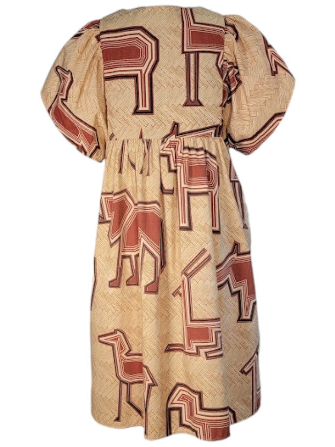 The Ren Dress Midi - Vintage Safari Animal Print, Cotton