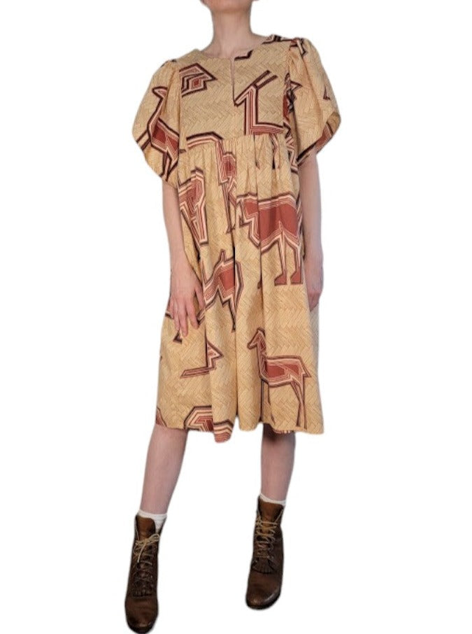 The Ren Dress Midi - Vintage Safari Animal Print, Cotton