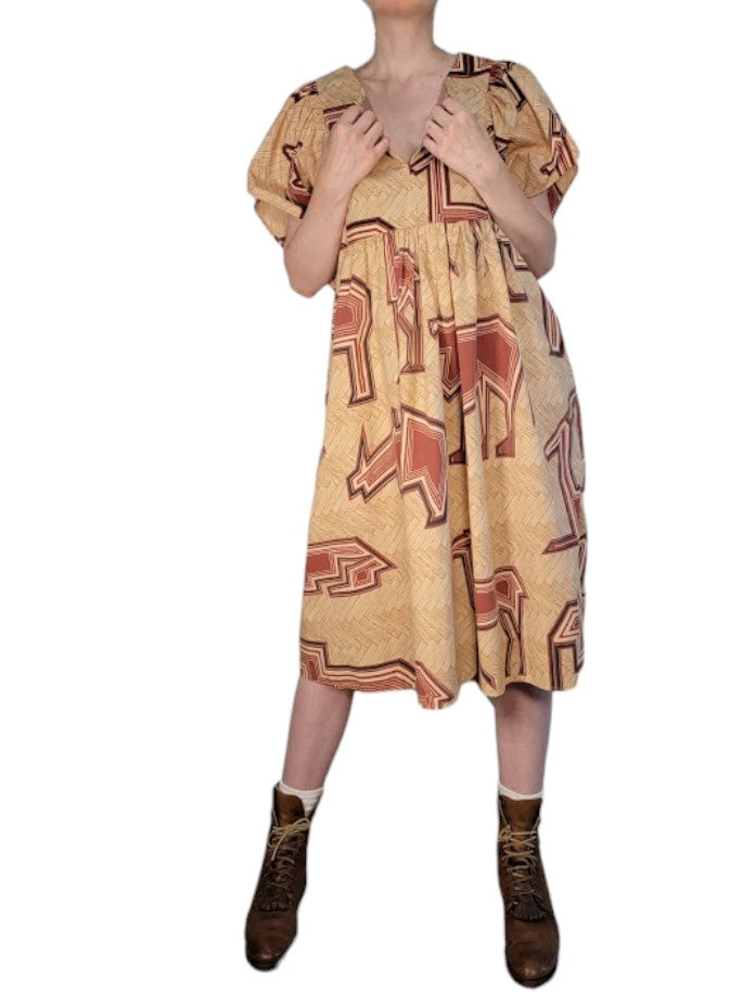 The Ren Dress Midi - Vintage Safari Animal Print, Cotton