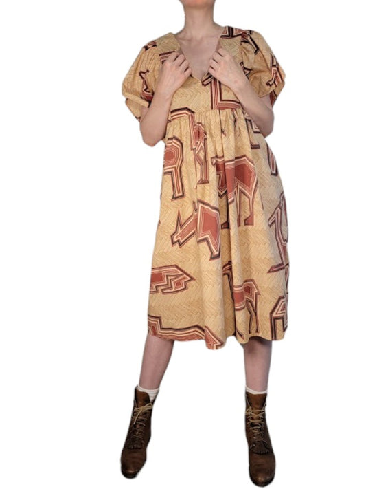 The Ren Dress Midi - Vintage Safari Animal Print, Cotton