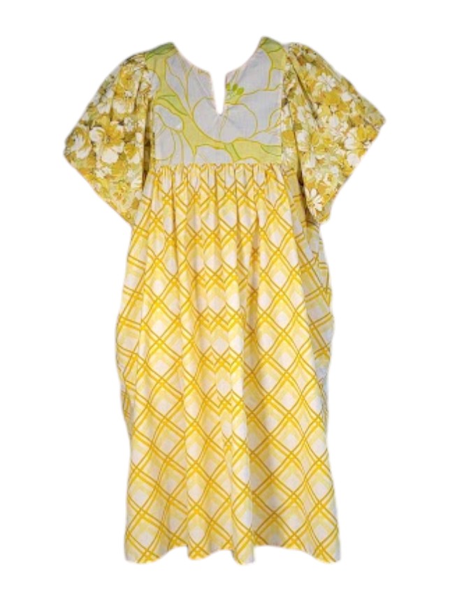 The Ren Dress Midi - Yellow Vintage Floral, Cotton Percale
