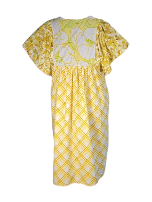 The Ren Dress Midi - Yellow Vintage Floral, Cotton Percale